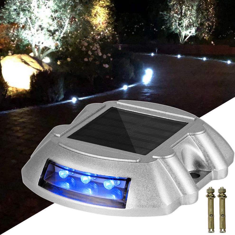 Solar Driveway Lights, Switch Button, Wireless, 6 LEDs, Blue, 24 Pieces