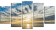 "Sunset Sky Above Atlantic" Oversized Beach Canvas Artwork, 5 Panels, 60"x32"