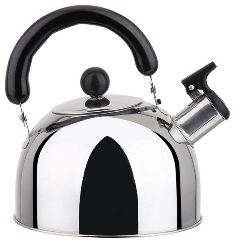 Stainless steel stovetop whistling tea kettle with handle - induction compatible, 3 Liter