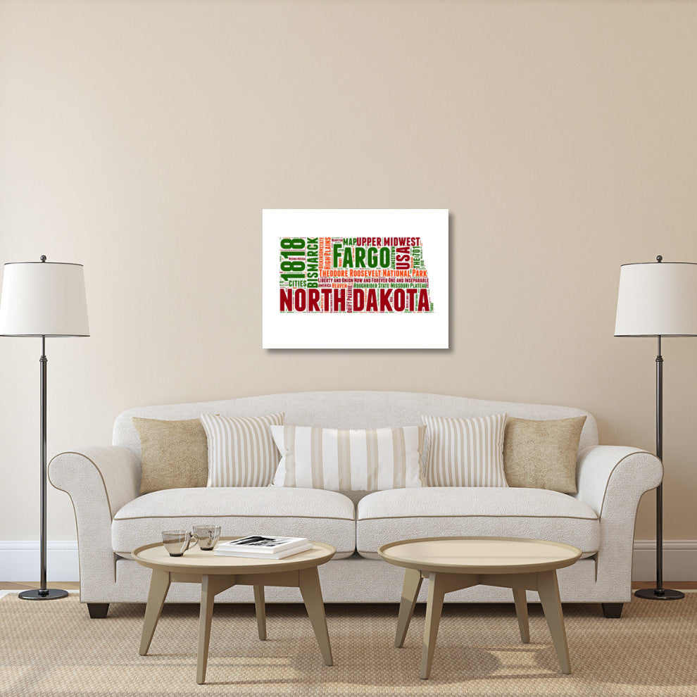 "North Dakota Word Cloud Map" Fine Art Print
