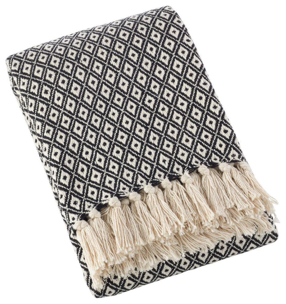 Soft Cotton Diamond Weave Throw, Natural