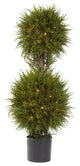 40" Cedar Double Ball Topiary With Lights