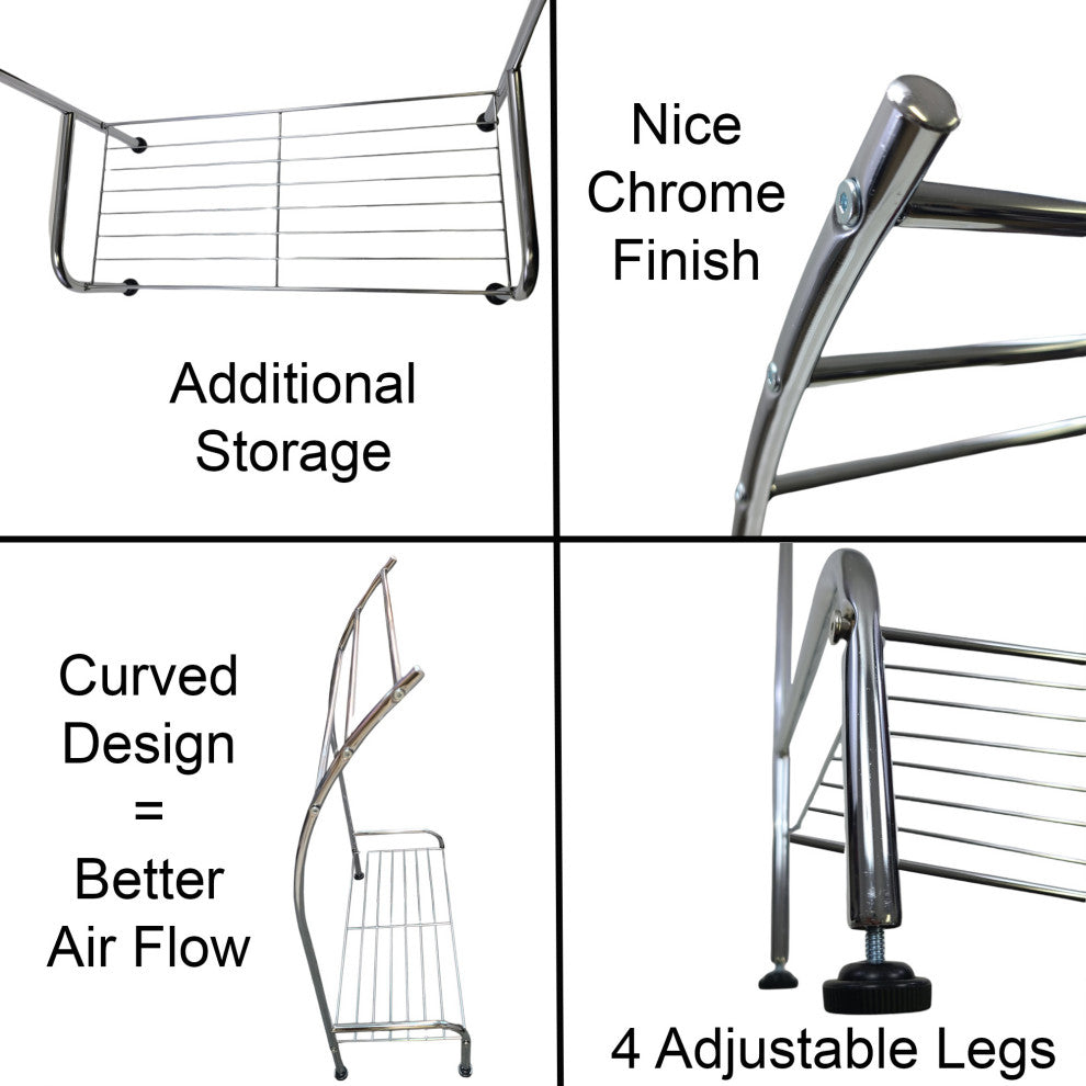 Freestanding Curved 3 Towels Stand with Shelf Chromed Metal