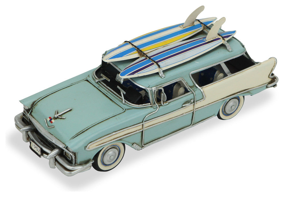 Station Wagon With Surfboard, Blue