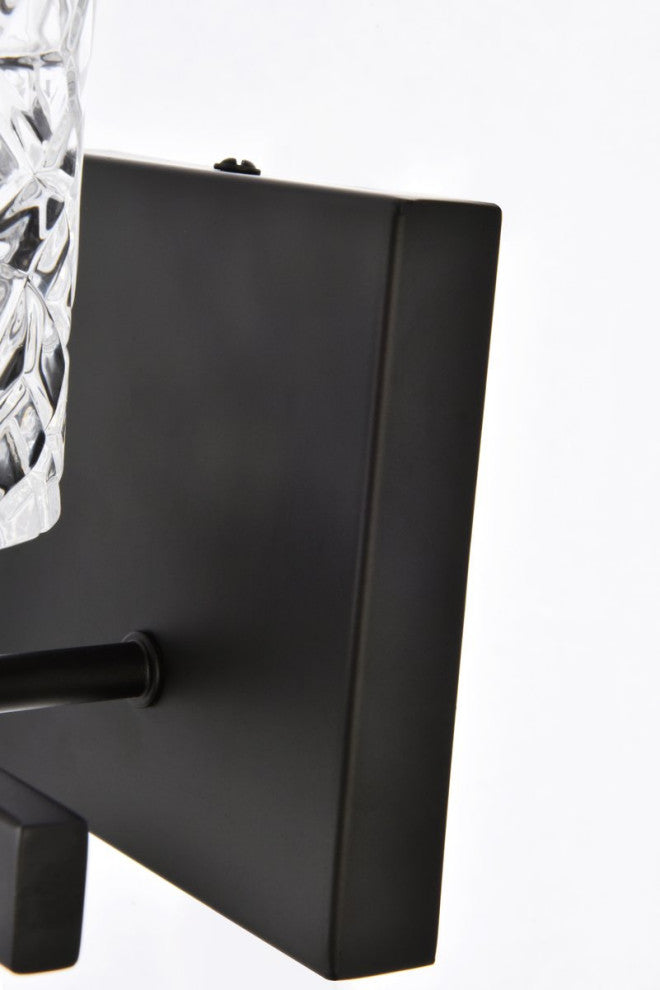 Conor 1-Light Bath Sconce, Black With Clear Shade