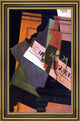 Juan Gris Bottle- Glass and Newspaper - 16" x 24" Framed Premium Canvas Print