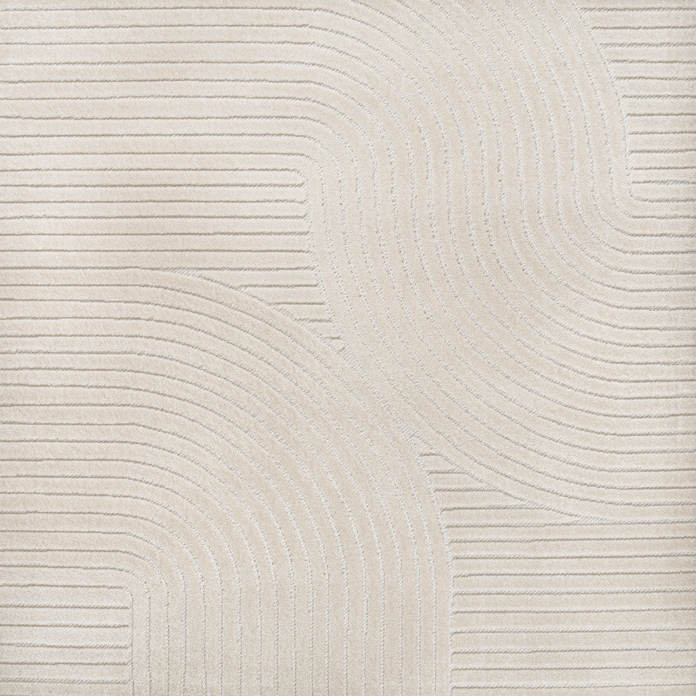 Hallie High-Low Minimalist Curve Geometric Indoor/Outdoor Area Rug