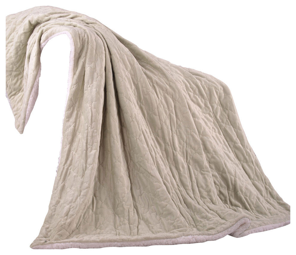 Aurora Micromink Embroidery Throw Blanket, Light Green