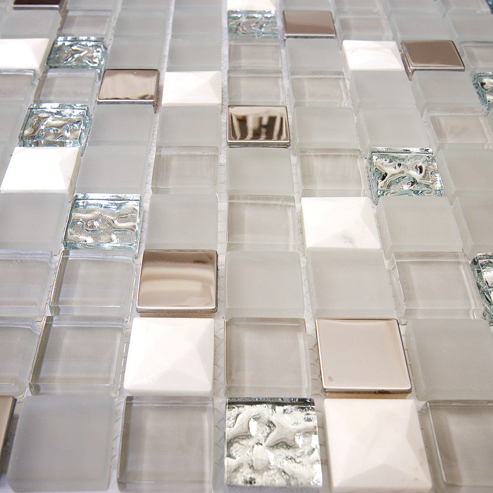 Glass, Metal and Stone Mosaic Tile, Mini TeseoCollection, Nana, Square, Sample