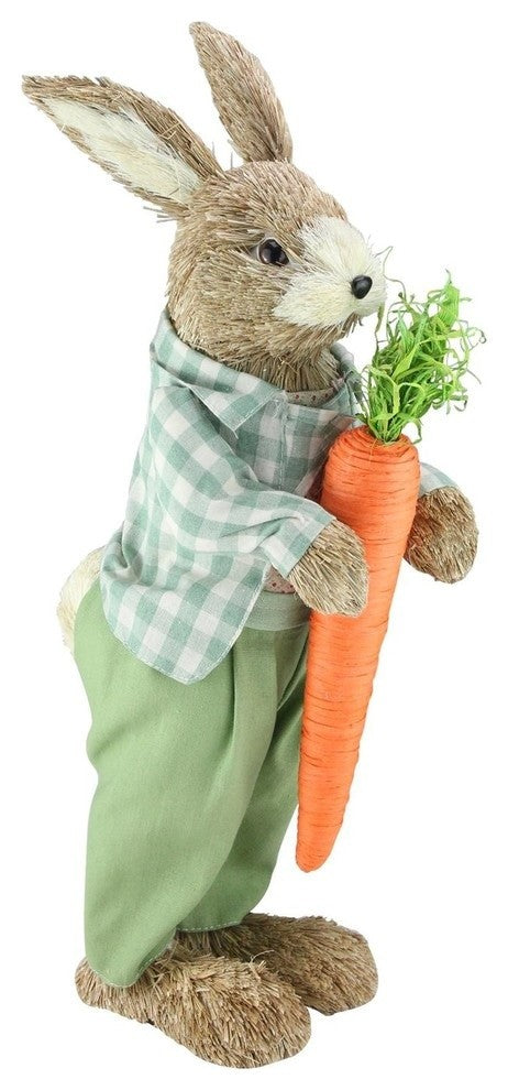 19" Spring Sisal Standing Bunny Rabbit Figure With Carrot