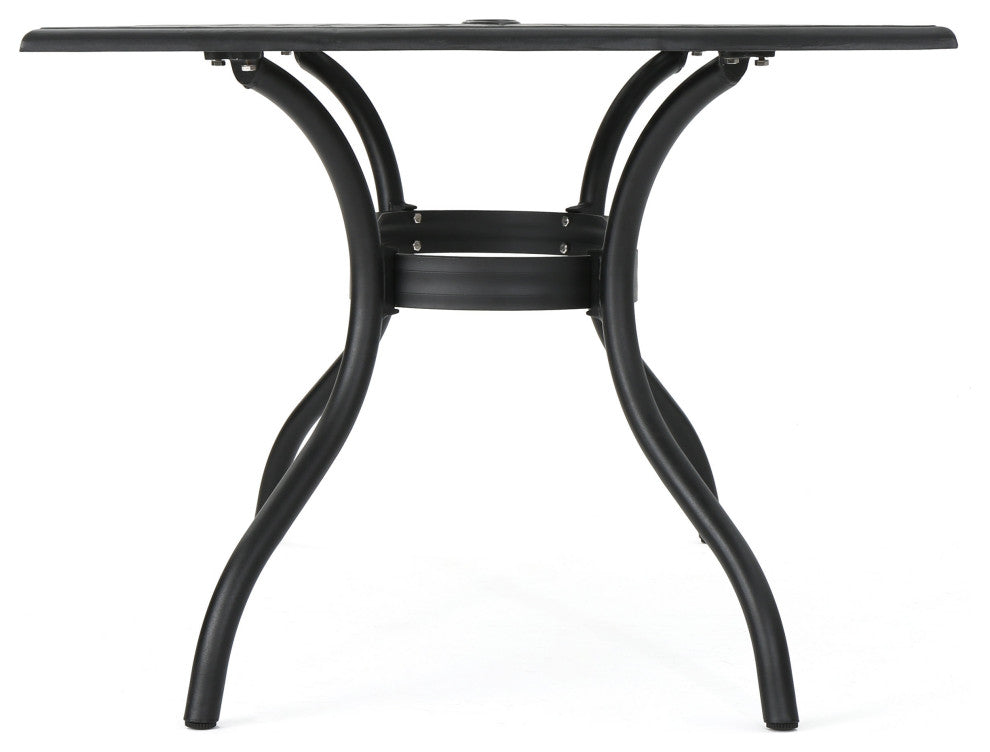 GDF Studio Marietta Outdoor 7-Piece Cast Aluminum Black Sand Dining Set