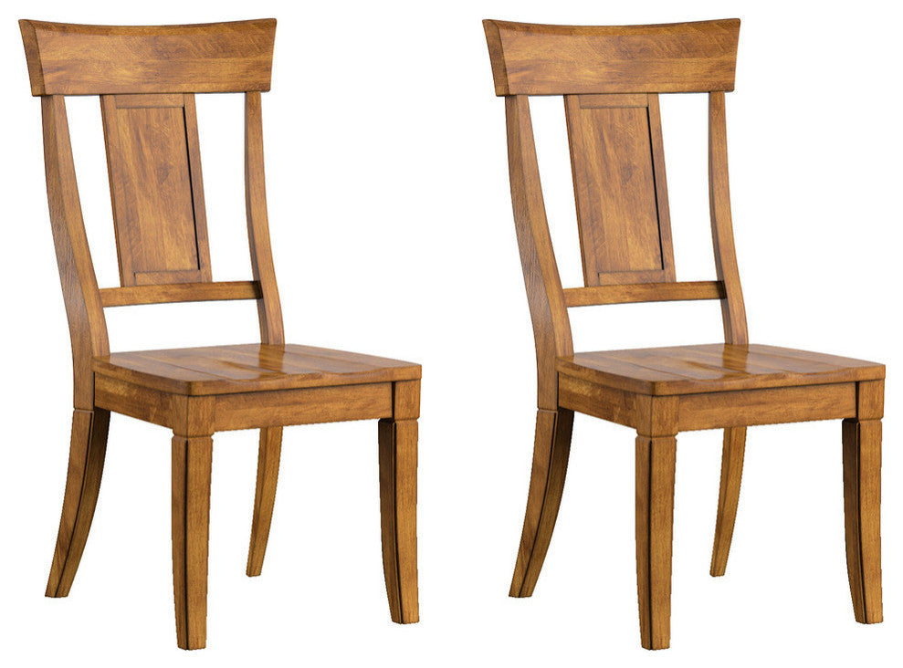 Arbor Hill Panel Back Wood Dining Chair, Set of 2, Oak