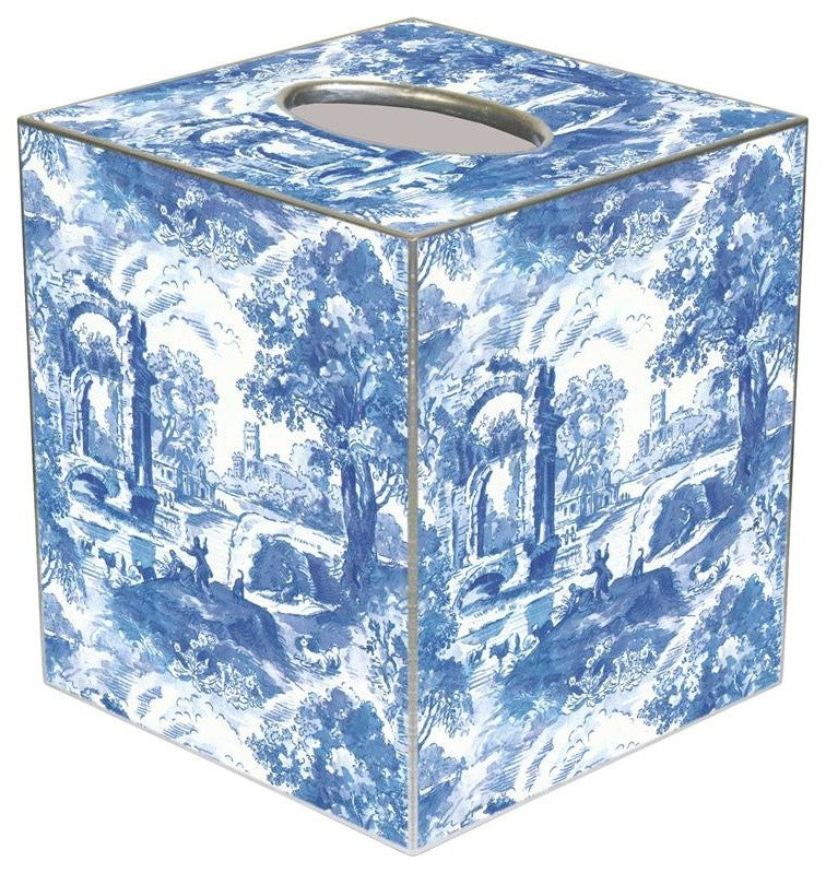 TB470-Blue Italian Toile Tissue Box Cover