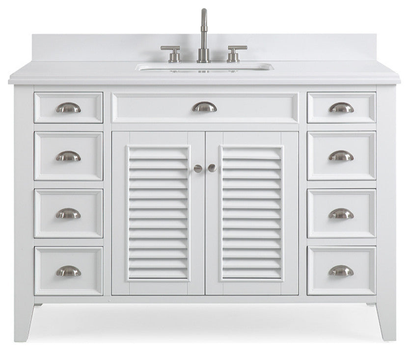 Contemporary Style White Kalani Bathroom Vanity, 50"