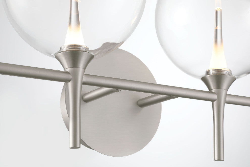 Iissa, Vanity, 5Lt, Satin Nickel, Clear Glass