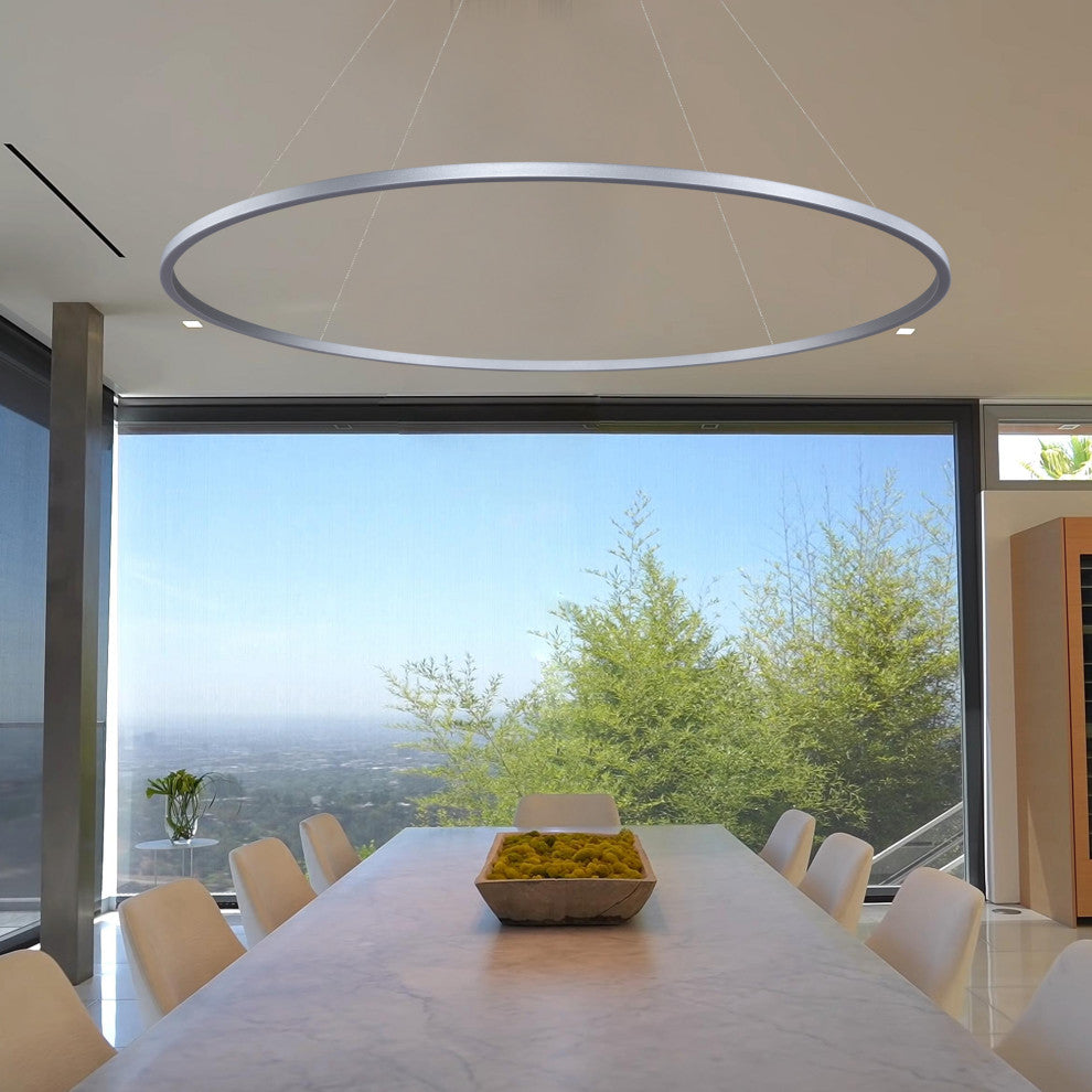 60" Tania ETL Certified Integrated LED Circular Adjustable Chandelier, Silver