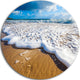 Foaming Ocean Waves On Sand, Seascape Disc Metal Wall Art, 36"
