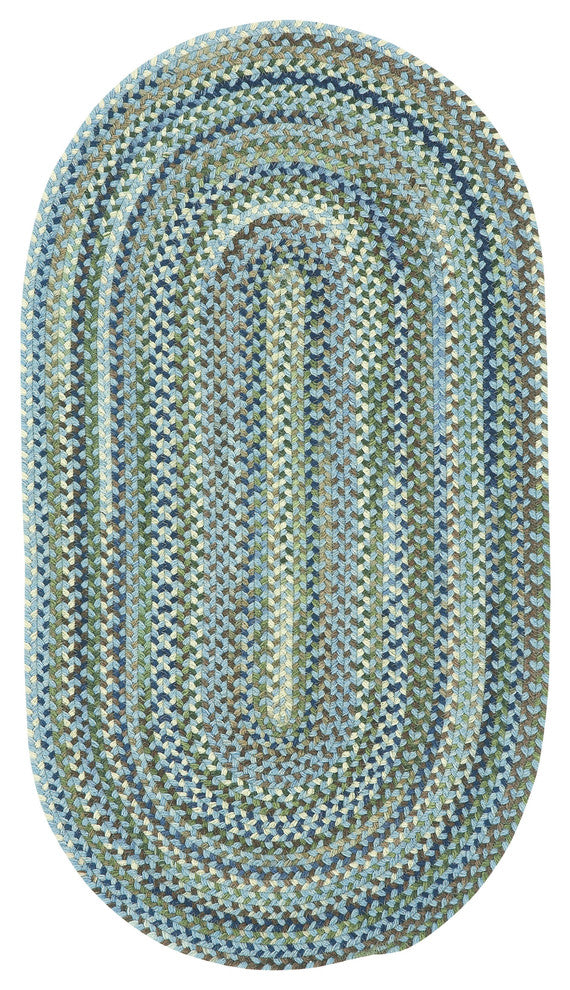 Manchester Braided Oval Rug, Light Blue, 4'x6'