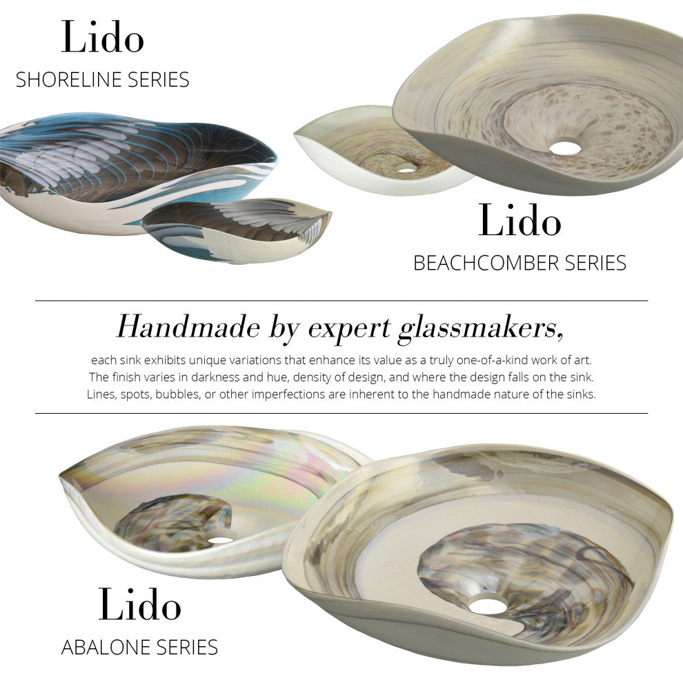 Lido Murano Glass Bathroom Sink, Abalone
