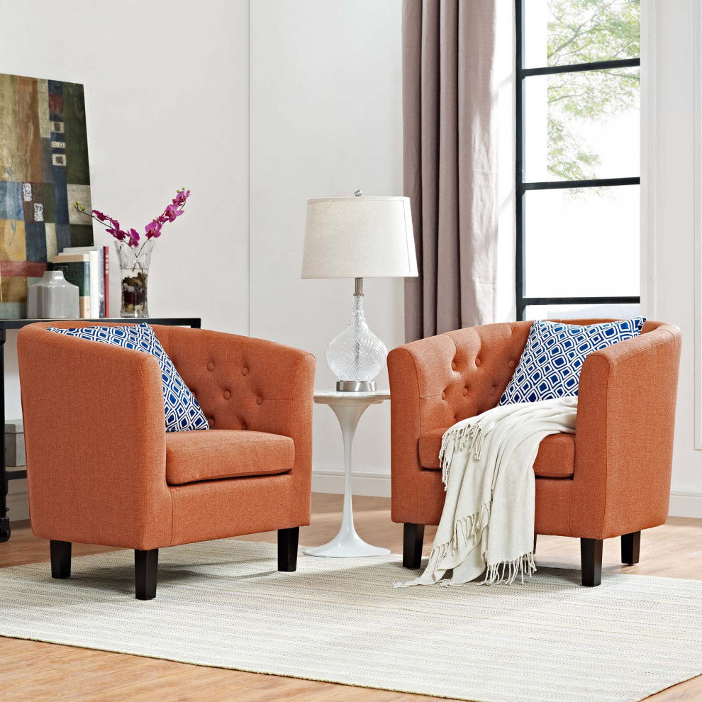 Prospect 2 Piece Upholstered Fabric Armchair Set, Orange