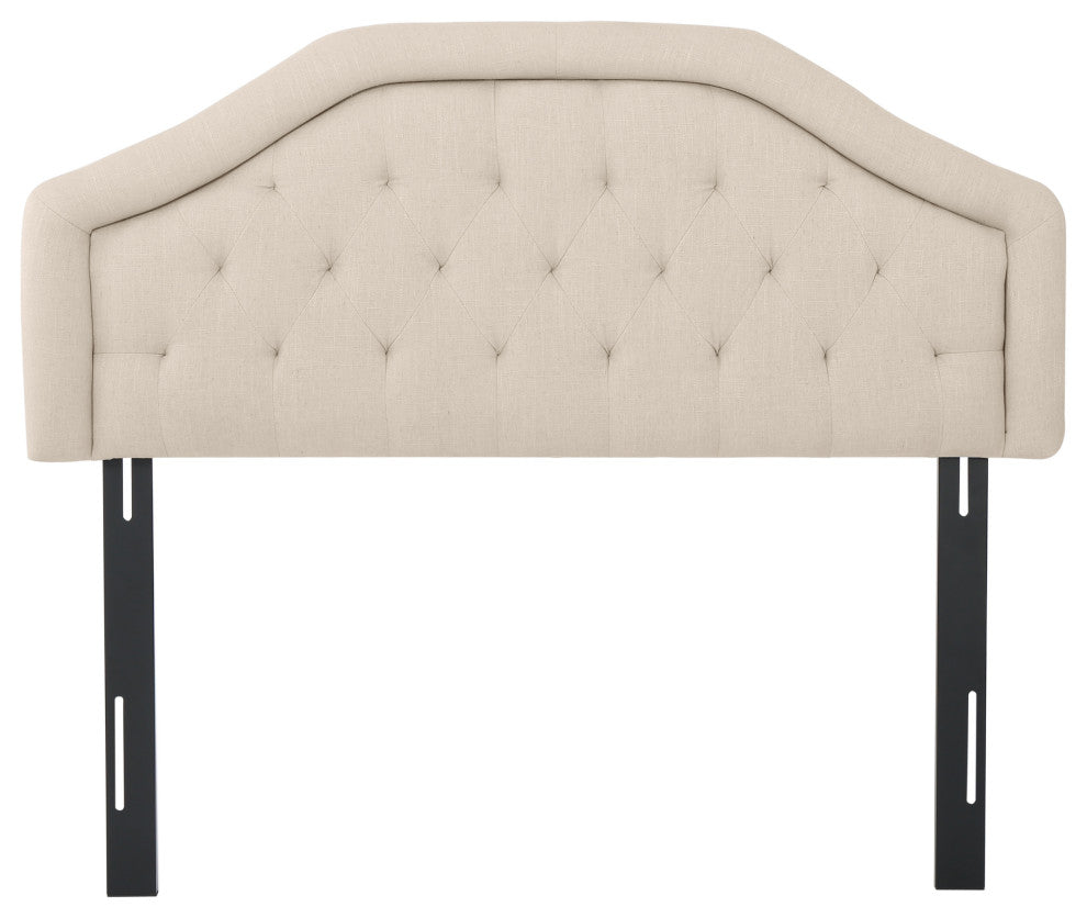 GDF Studio Celina Queen Size Headboard w/ Button Tufted Accent, Light Beige