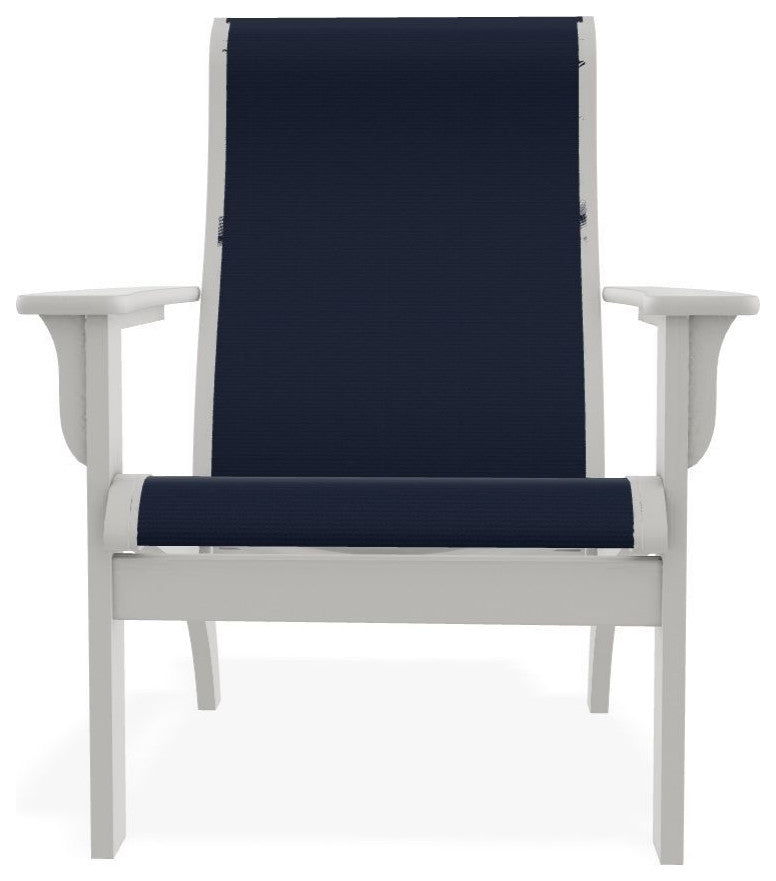 Adirondack Sling Outdoor Adirondack Armchair, Navy/Snow