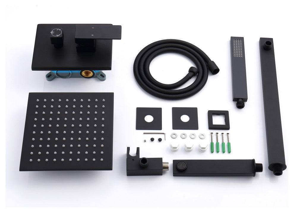 Alam Empolo 8" Wall mount Rain Shower Set, Black