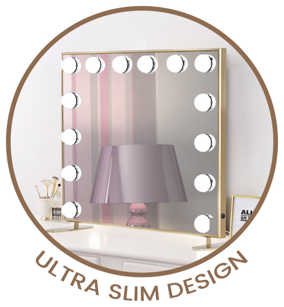 Hollywood Tri Tone Plus Makeup Mirror, Champagne Gold