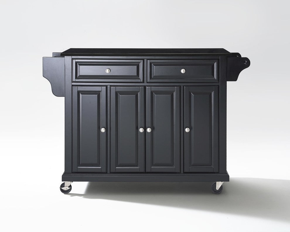 Solid Black Granite Top Kitchen Cart, Island