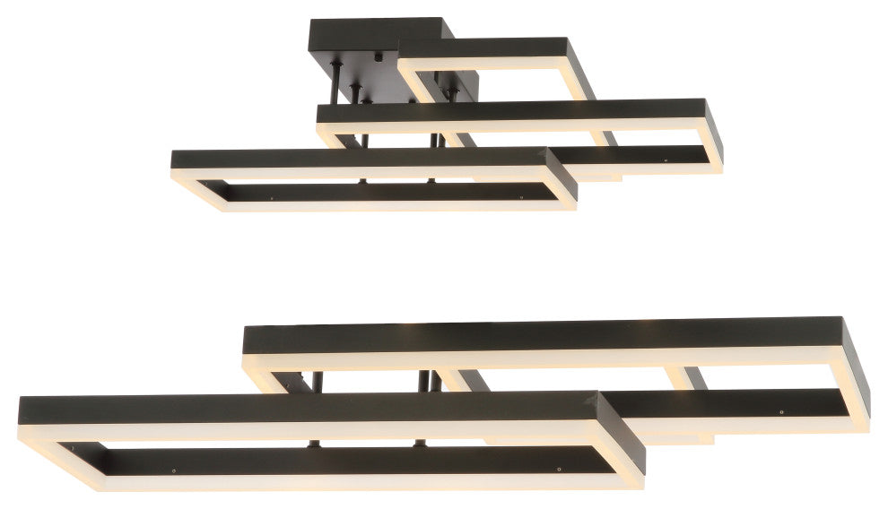 Turing 28" Geometric Integrated LED Metal Flush Mount, Black