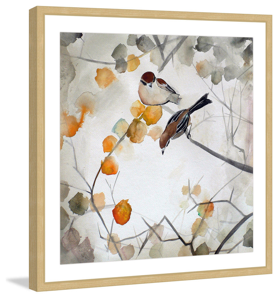 Marmont Hill, "Fall Birds" by Christine Lindstrom Framed Painting Print, 24x24
