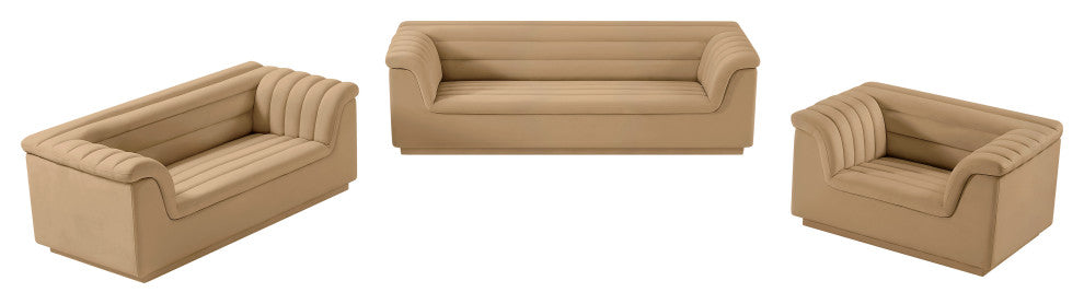 Cascade Upholstered Set, Camel, Velvet, Loveseat