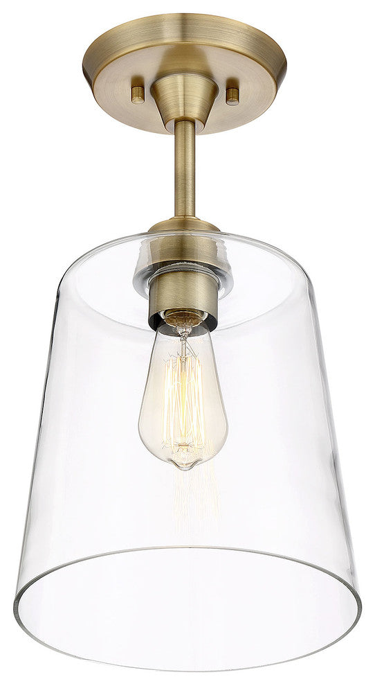 1-Light Semi-Flush Mount, Natural Brass