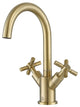 Prima Cross-Handle 1-Hole Bathroom Faucet in Brushed Champagne Gold