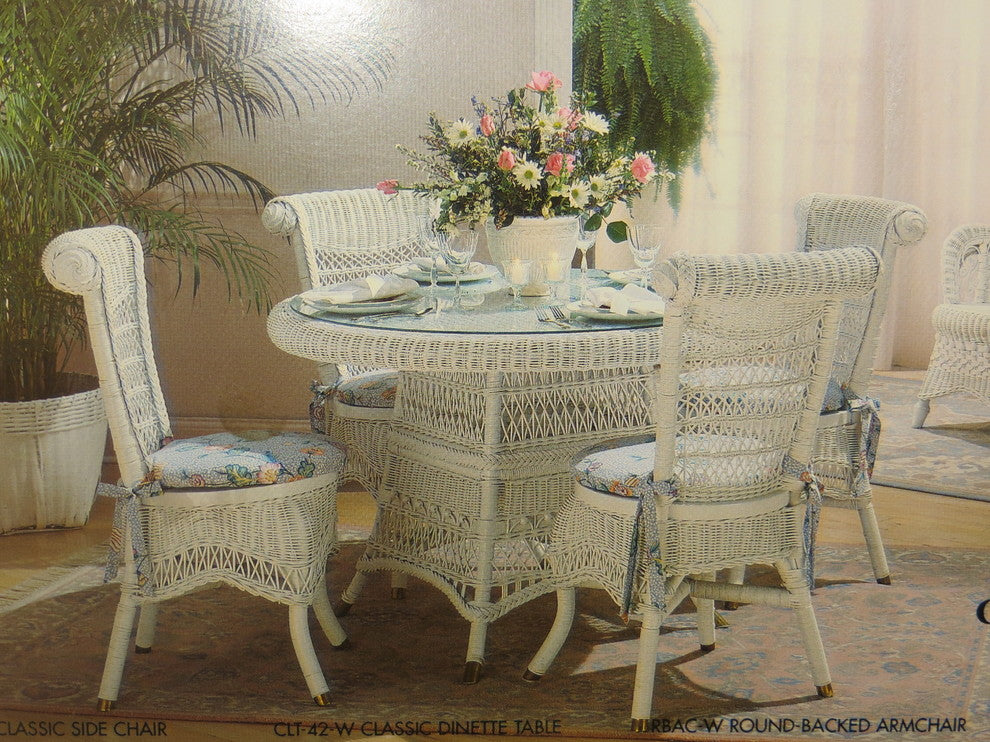 Classic 5-Piece Dining Set, White, Mint Fabric