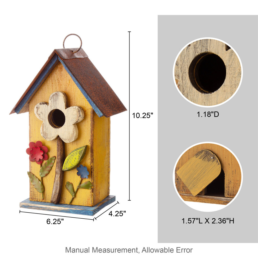 Decorative Wooden Rustic Multi-Functional Hanging Hand-Painted Birdhouse