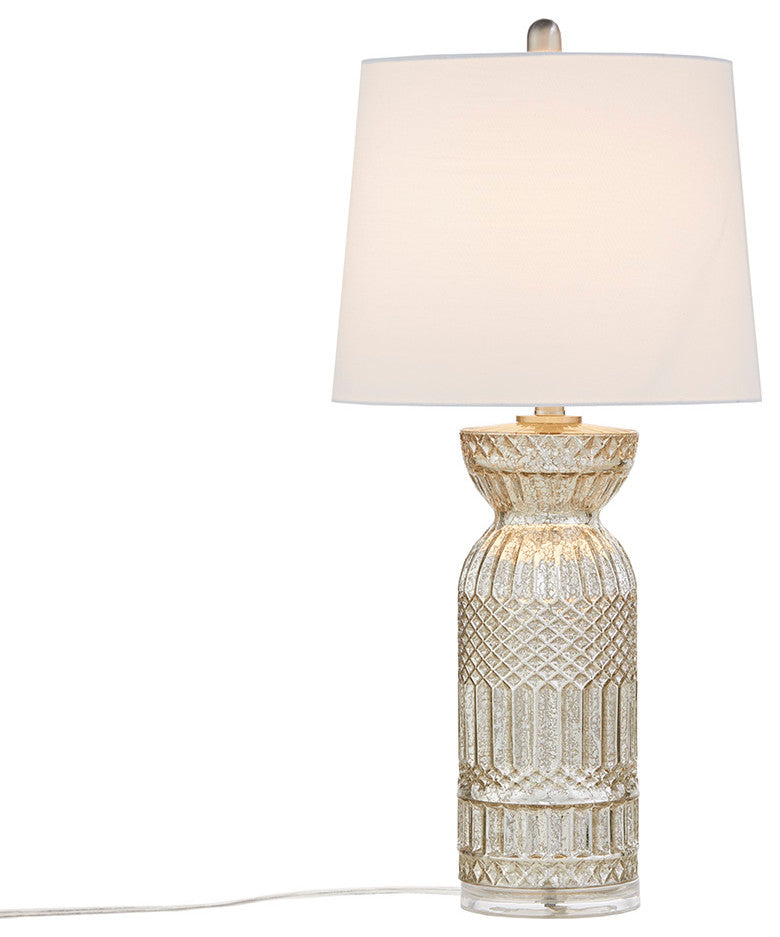 510 Design Luxuria Textured Glass and Acrylic Base Table Lamp, Antique Silver