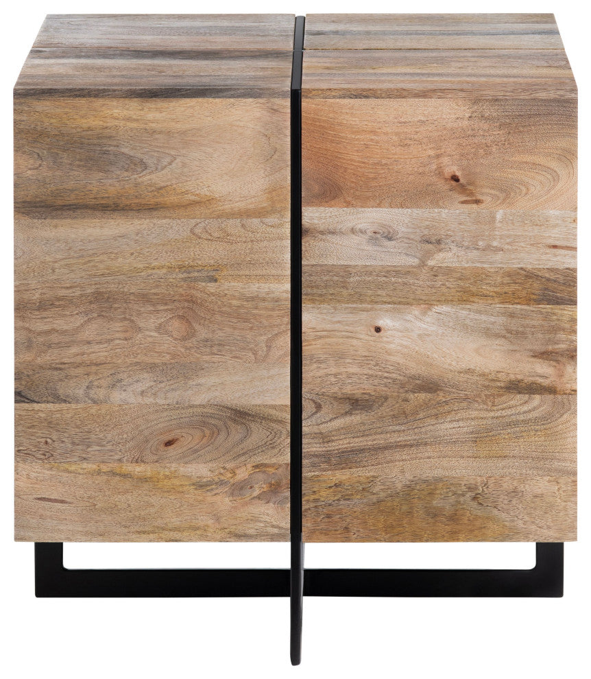 Brennon Mango Wood and Iron End Table, Natural