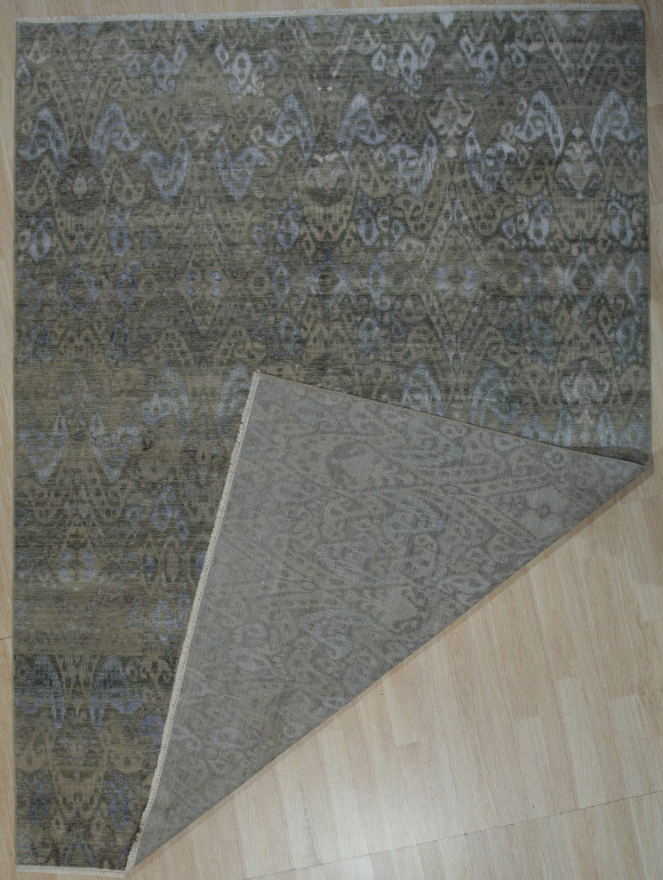 Green Transitional All Over Modern Indian Hand Knotted Area Rug