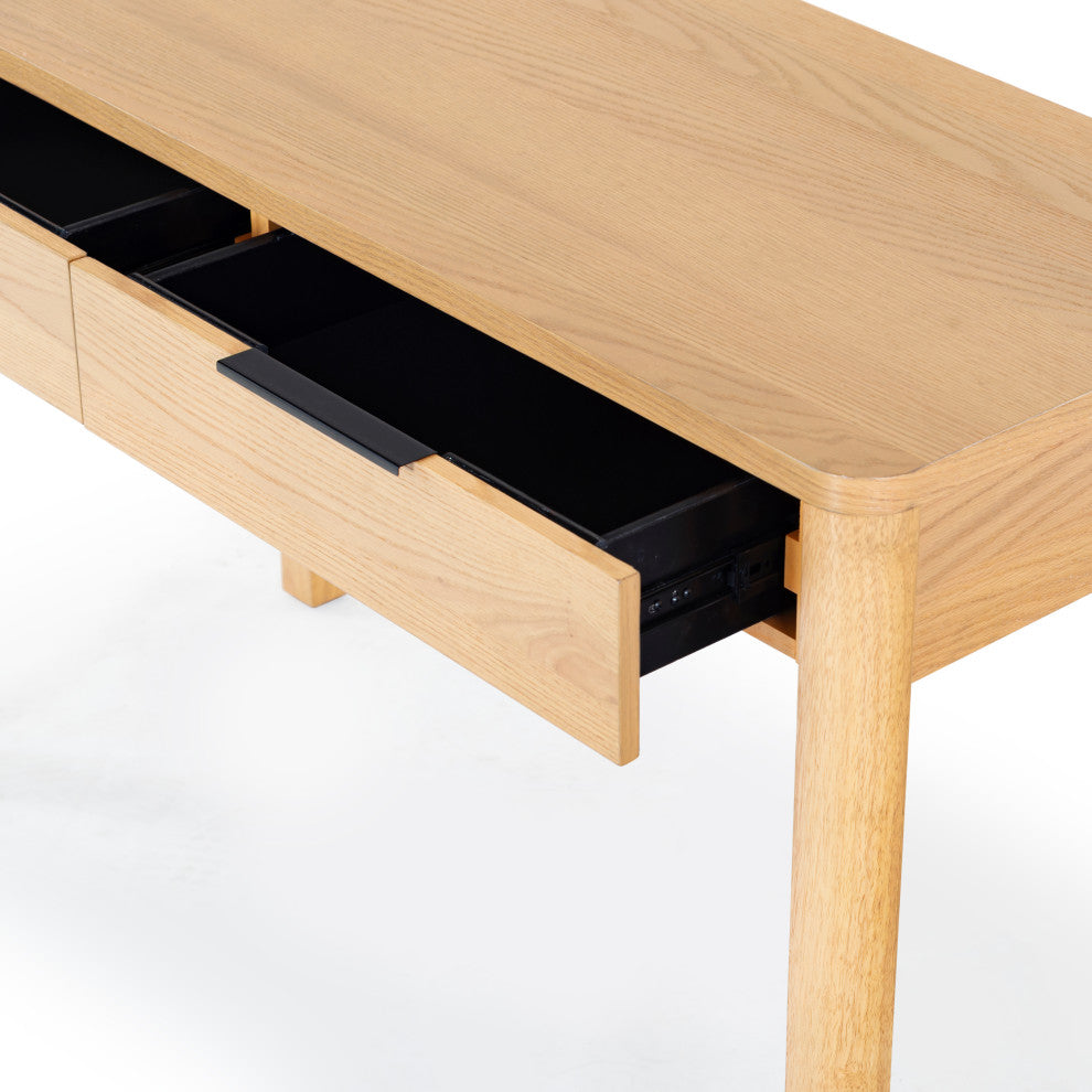 Safavieh Couture Gabrietta 2 Drawer Wood Desk, Natural/Black