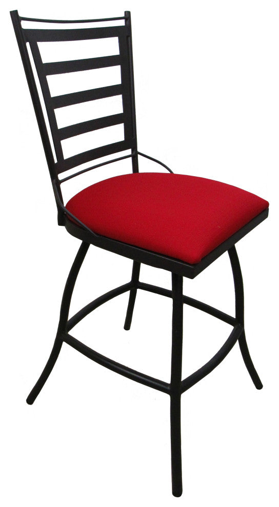 Outdoor Patio Stool Jenna Without Arms, Red Linen on Dark Nut, 35", Without Arms