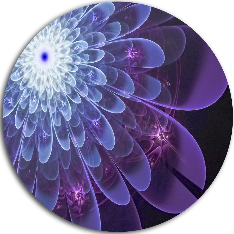 Purple Fractal Flower Petals Close-Up, Floral Round Wall Art, 11"