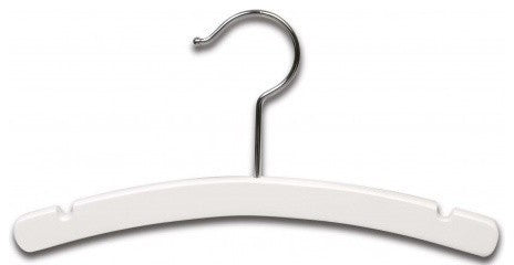 Wooden Kids Top Hanger, White/Chrome Finish, Box of 50