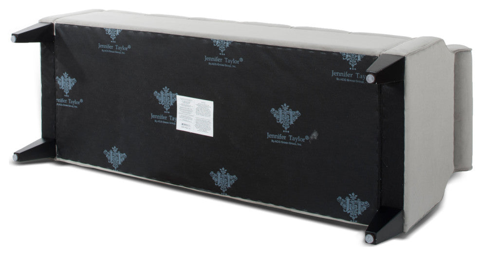 Jacqueline 58" Tufted Storage Bench, Opal Gray Velvet