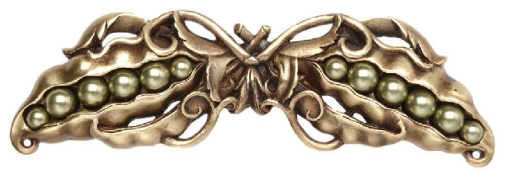Pearly Peapod Pull Antique Brass, Antique Brass
