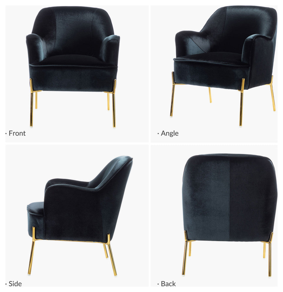 Nora Fabric Accent Chair, Black