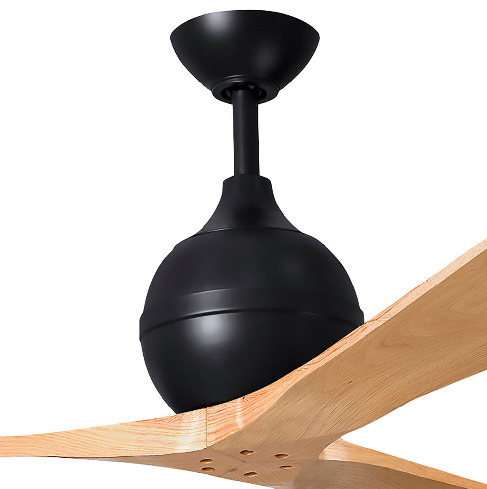 Irene-3 Paddle Fan, Matte Black, 52", Light Maple Blades