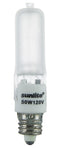 12 Pack Sunlite Halogen 50 Watt Single Ended T4 Mini Can Base Frost Light Bulb