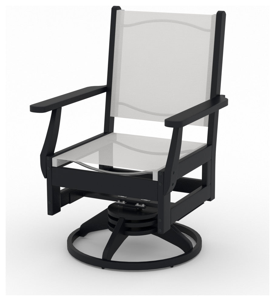 Tuscany Sling Swivel Dining Set, Black, 7-Piece