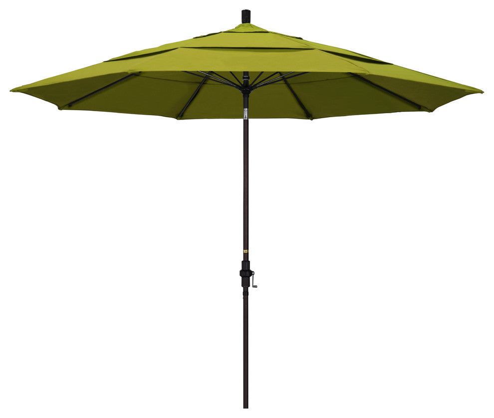 11' Bronze Collar Tilt Lift Fiberglass Rib Aluminum Umbrella, Pacifica, Ginkgo